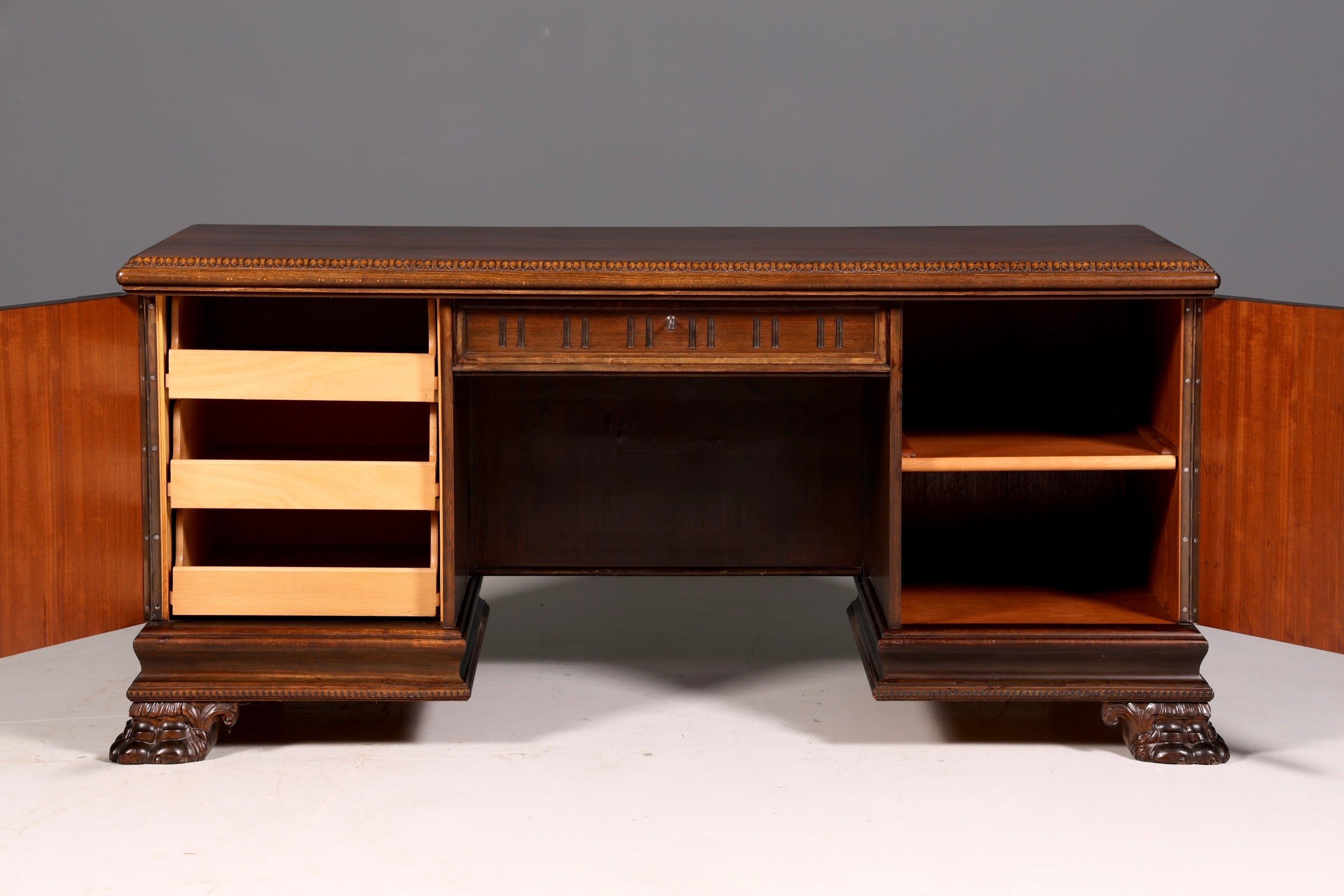 Imposanter Neorenaissance Schreibtisch Herrenzimmer Bürotisch Antik Office Table Echt Holz Vintage