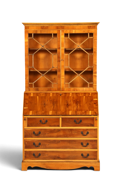 G011 Finish cm, Stilvoller Englischer Sekretär Büro Aufsatzsekretär Eibe Antik Stil Vitrinen Schrank UK