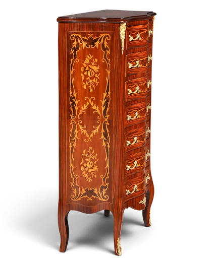 Stilvolles Barock Stil Louis XV Highboard Intarsien Vertiko Kommode Schubladenkommode