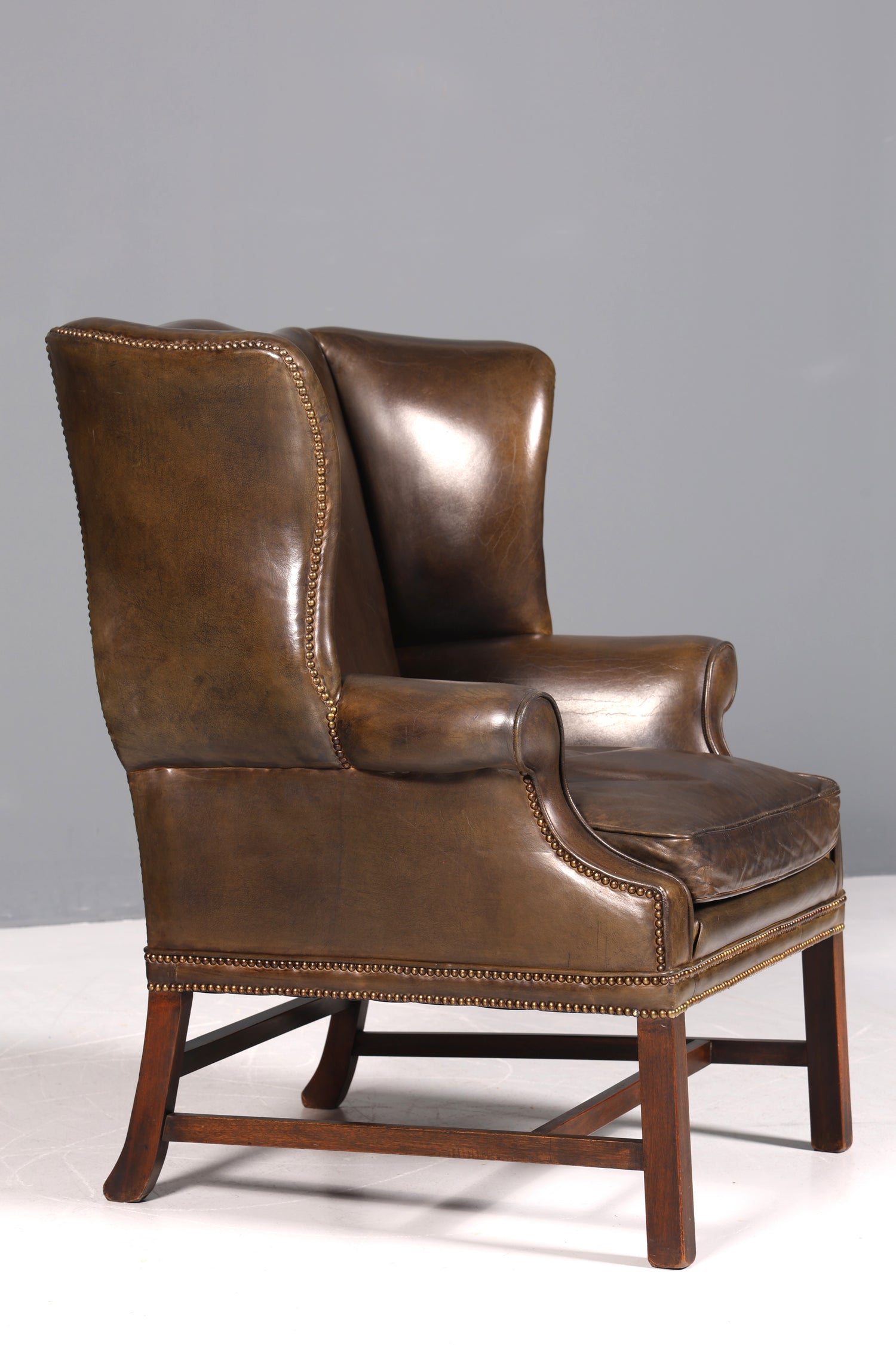 Wunderschöner Englischer Ohrenbacken Sessel braun Englisch Leder Herrensessel UK Armlehnsessel