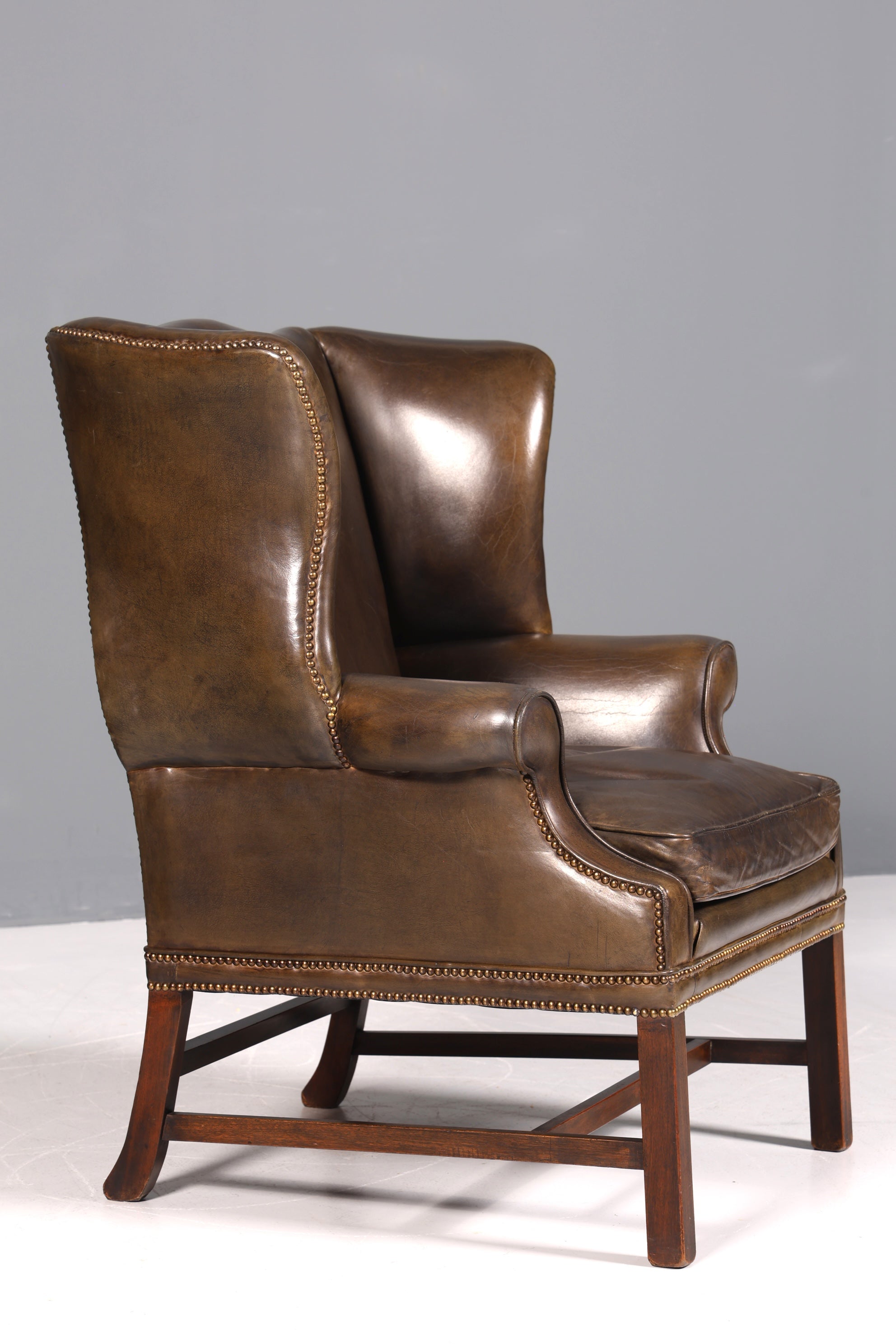 Wunderschöner Englischer Ohrenbacken Sessel braun Englisch Leder Herrensessel UK Armlehnsessel