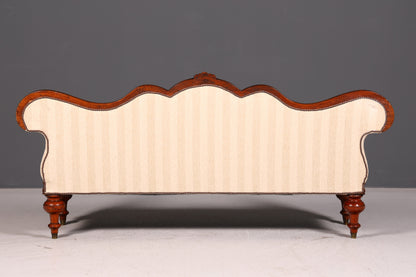 Wunderschönes Original Biedermeier Sofa Antik Louis Philippe Couch 3-Sitzer Creme Gestreift Polstersofa Récamiere