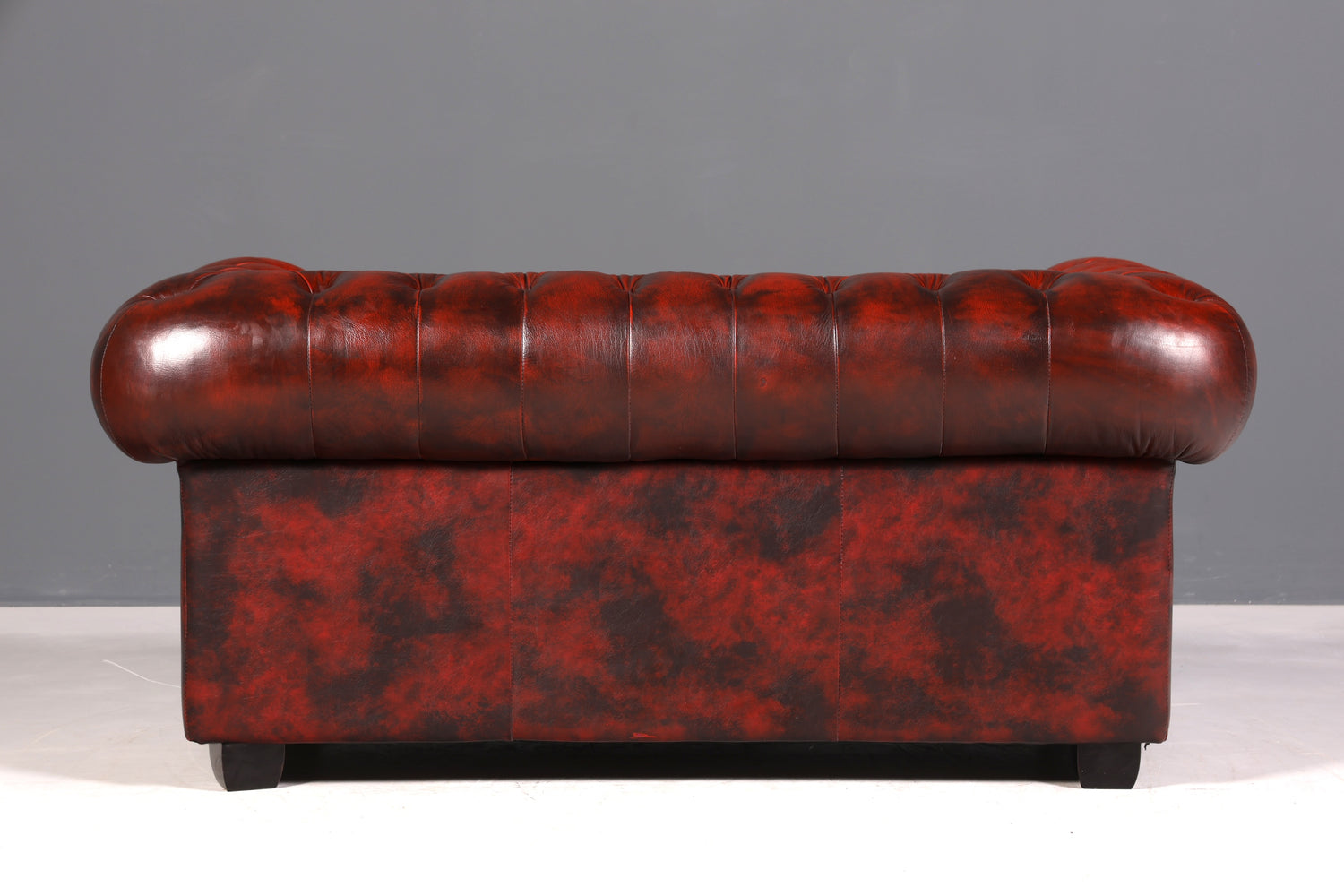 F953 Finish cm Wunderschönes Original Chesterfield 2er Sofa Englisch Oxblood Leder 2- Sitzer Couch