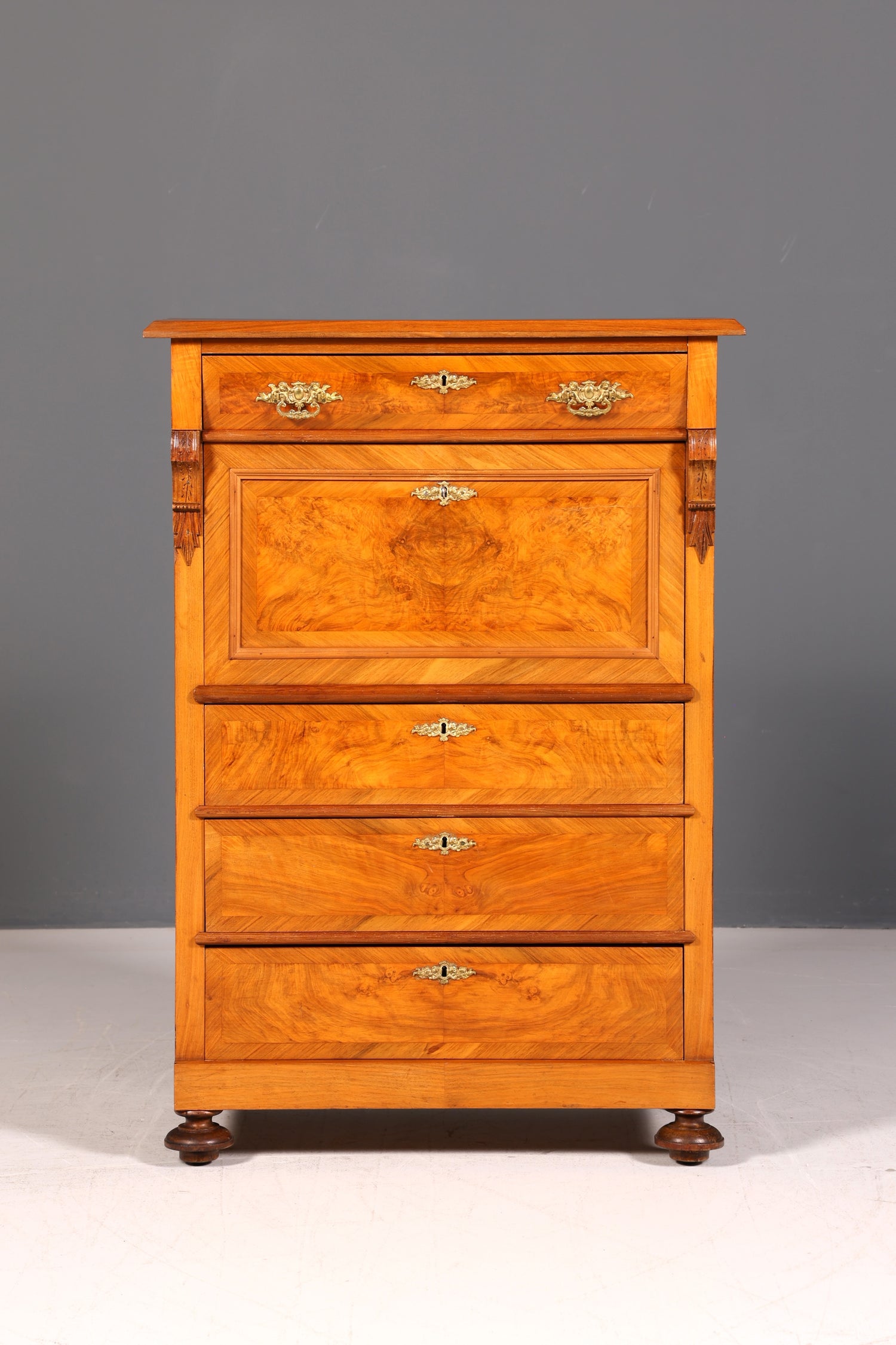 Edler Gründerzeit Sekretär Vertiko Highboard Louis Philippe Kommode Antik um 1880 Schreibsekretär