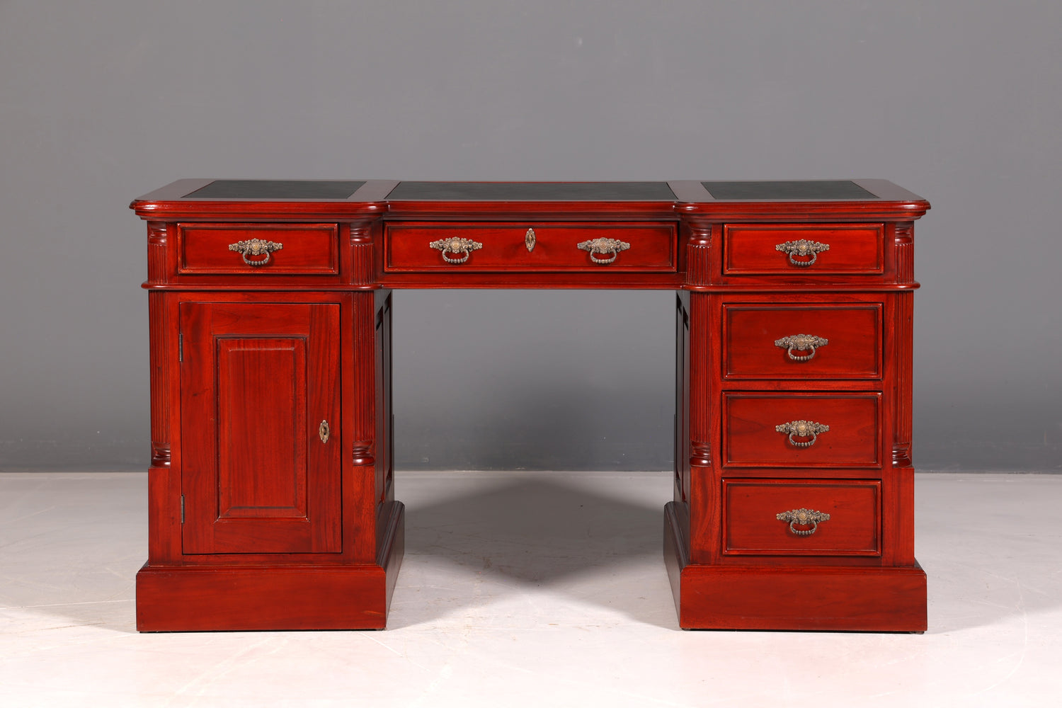 Wunderschöner Englischer Schreibtisch Mahagoni Lederauflage Bürotisch Office Desk Antik Vintage