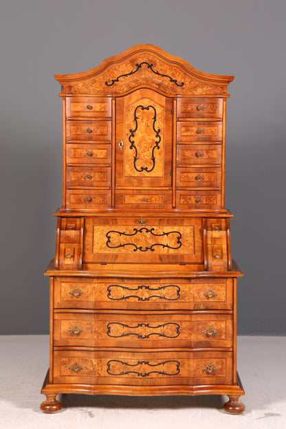 Beeindruckender Barock Aufsatzsekretär Nussbaum Sekretär Schreibschrank Tabernakel Massivholz Vintage