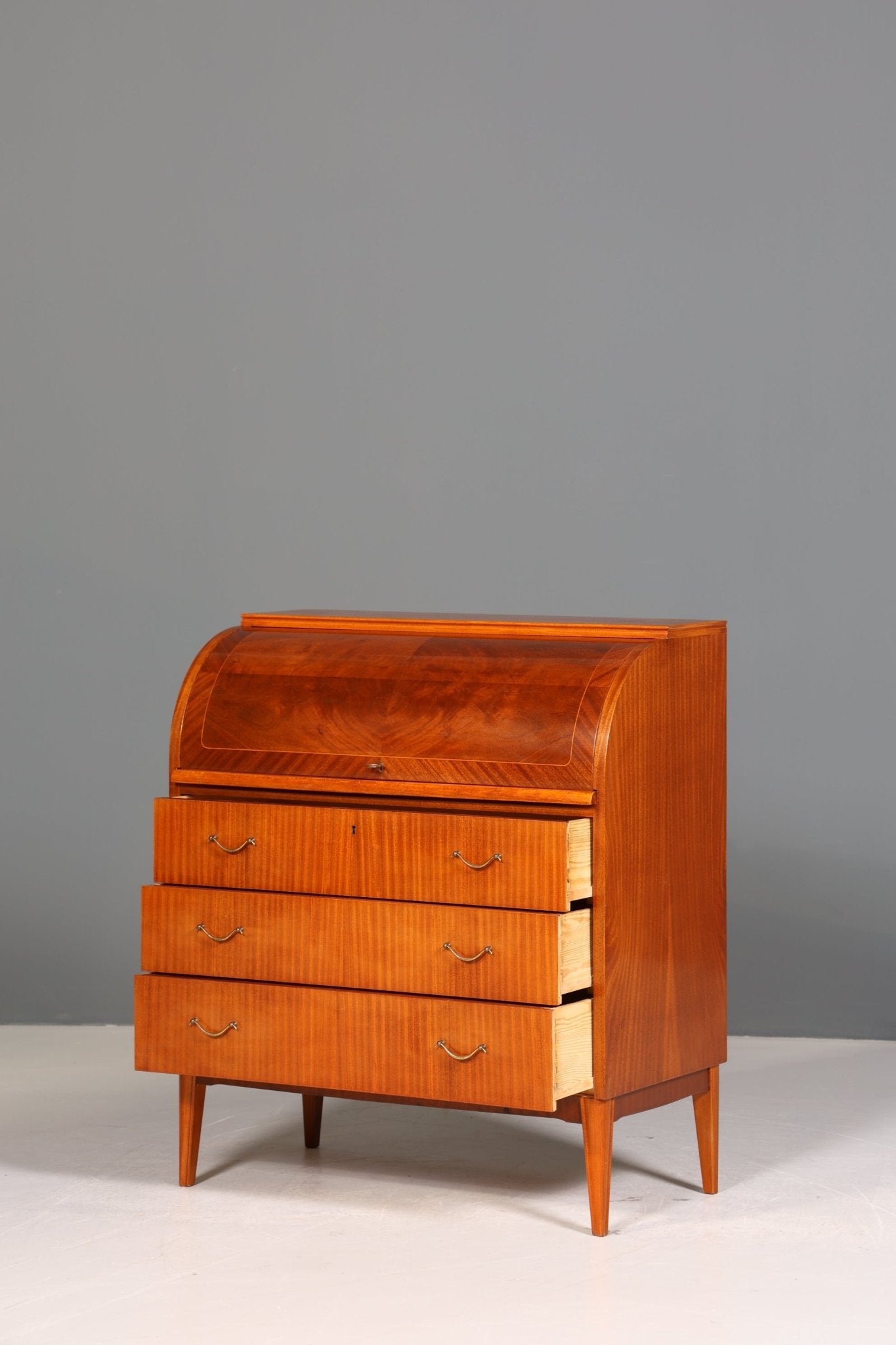 Wunderschöner Mid Century Rollladen Sekretär echt Holz Büro Schrank Vintage Schreibkommode