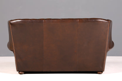 G103 Finish Wunderschönes Original Chesterfield Sofa 3- Sitzer echt Leder Oxblood Couch Englisch