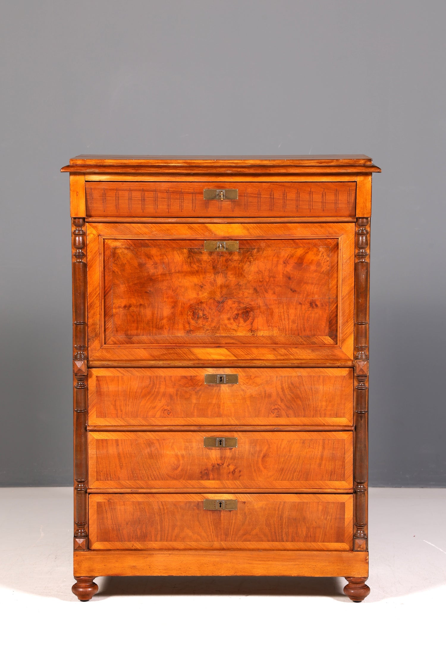 Edler Gründerzeit Sekretär Vertiko Highboard Louis Philippe Kommode Antik um 1880 Schreibsekretär