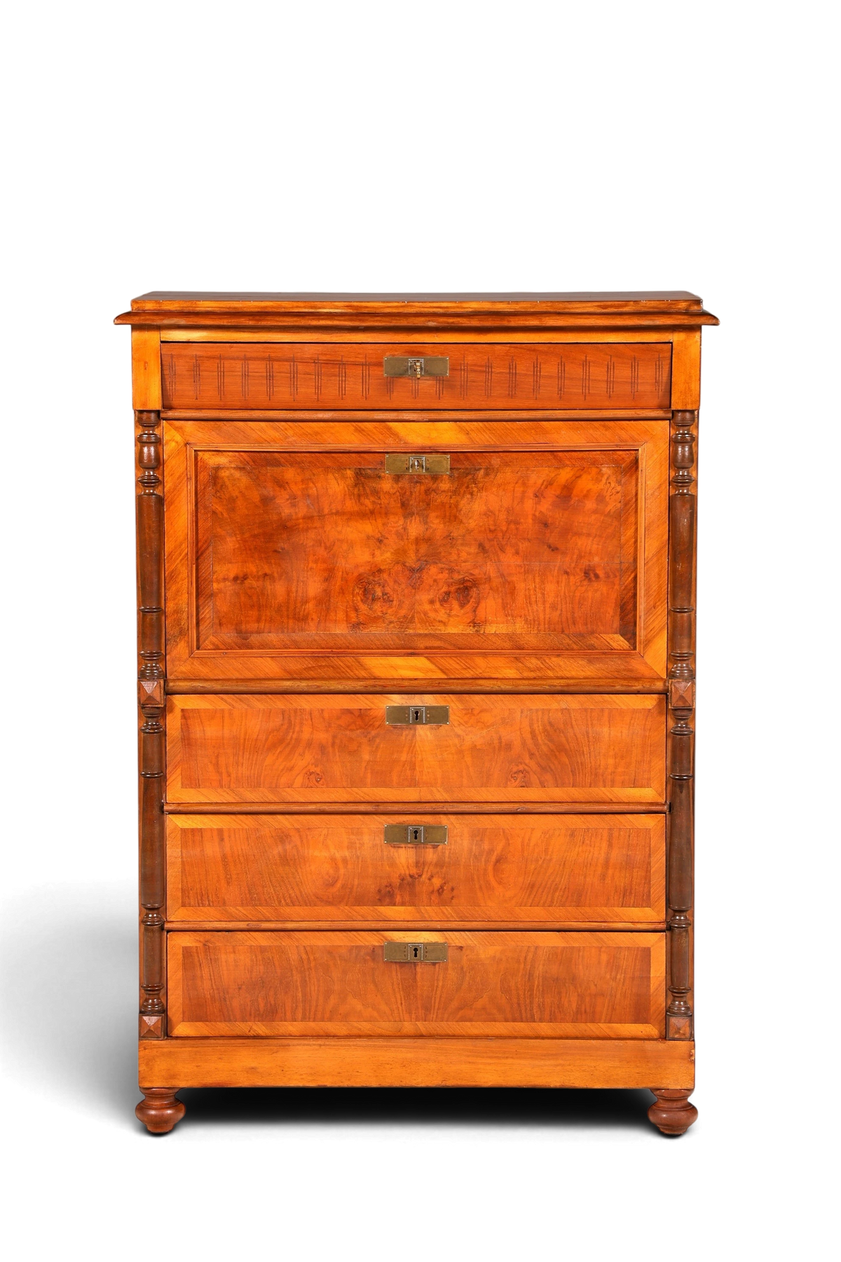 Hauptstadt Möblerei Gründerzeit Sekretär aus massivem Holz im Louis Philippe Stil mit Schubladen und Schreibklappe