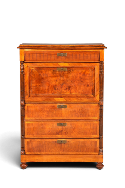 Hauptstadt Möblerei Gründerzeit Sekretär aus massivem Holz im Louis Philippe Stil mit Schubladen und Schreibklappe