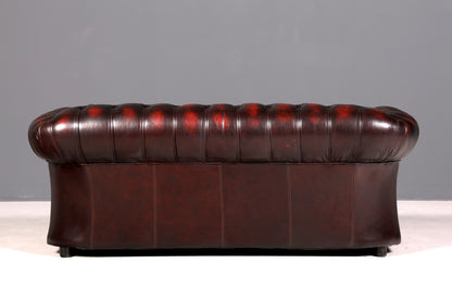 Wunderschönes Original Chesterfield Sofa 3- Sitzer echt Leder Oxblood Couch Englisch