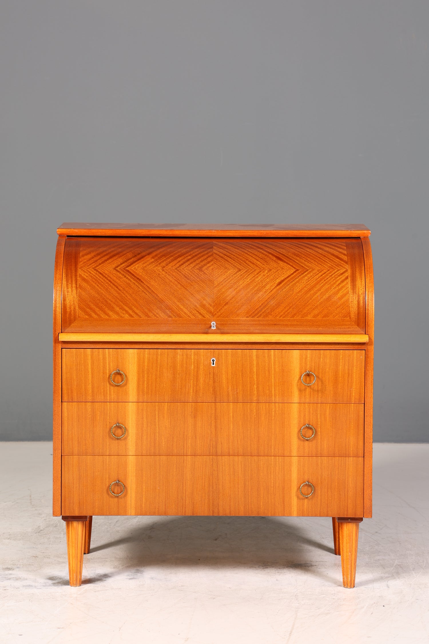 Stilvoller Mid Century Rollladen Sekretär echt Holz Büro Schrank Vintage Schreibkommode
