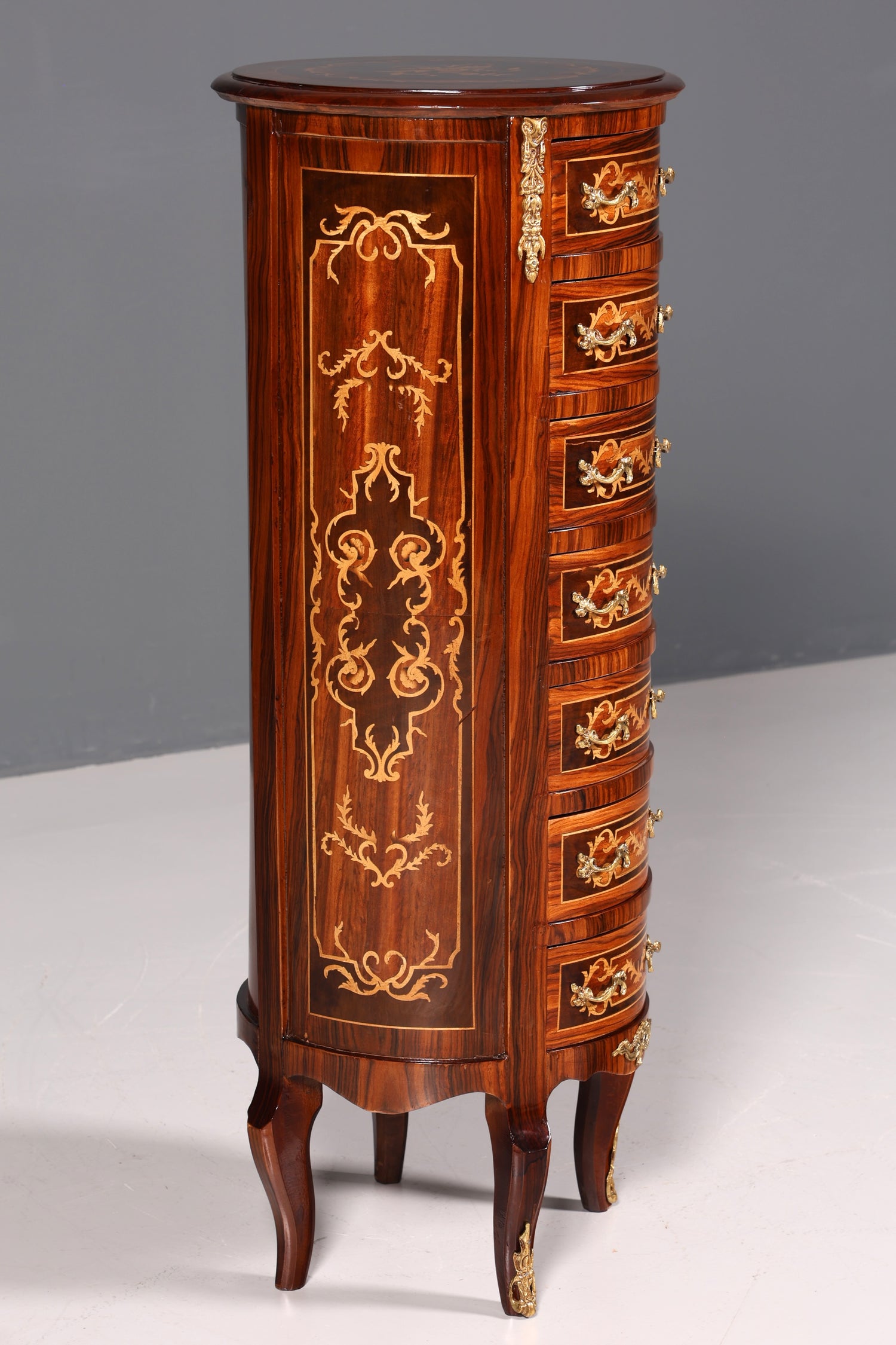 Dreamy Baroque style chest of drawers, vertico, drawer chest with inlaid details, 7 drawers