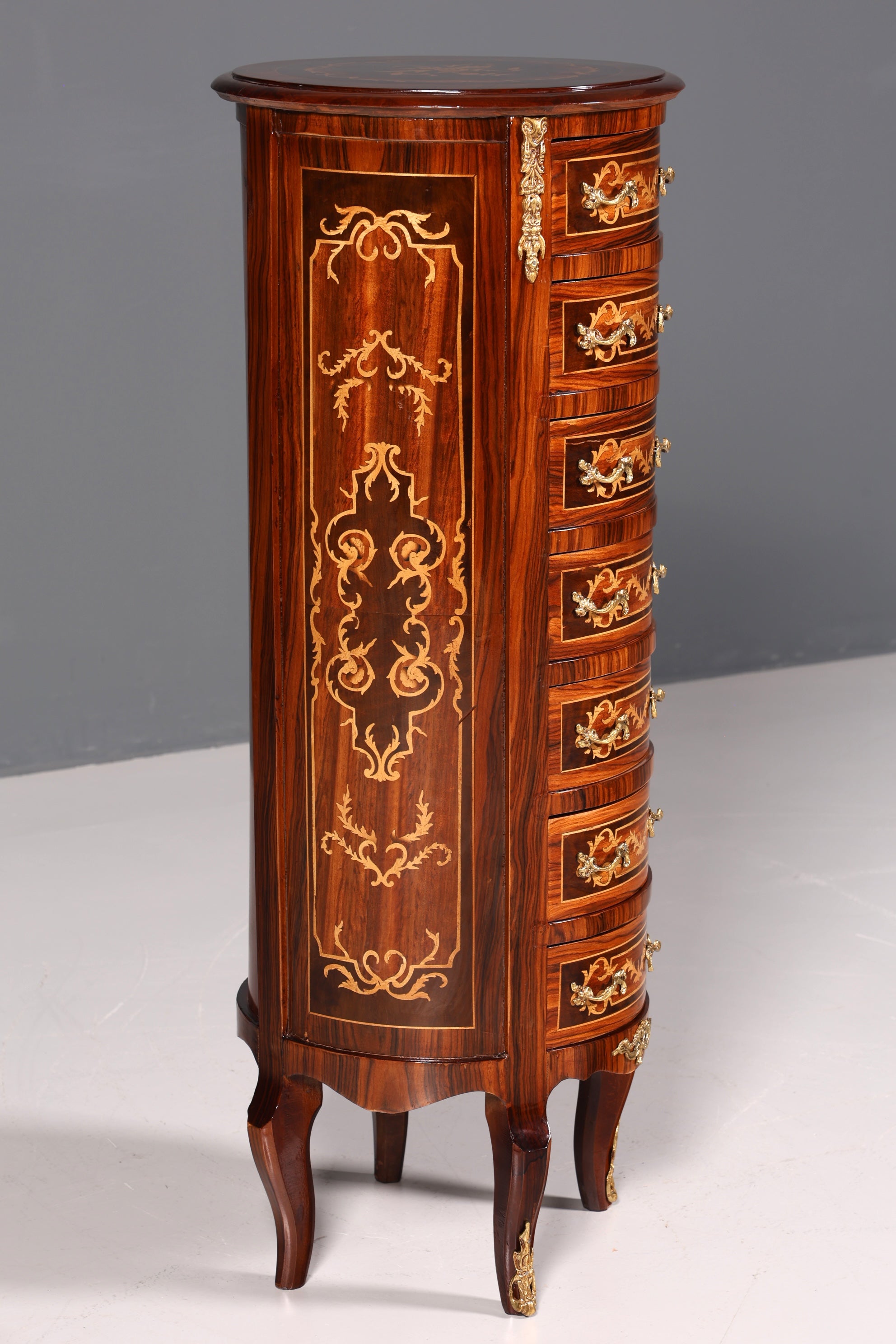 Dreamy Baroque style chest of drawers, vertico, drawer chest with inlaid details, 7 drawers