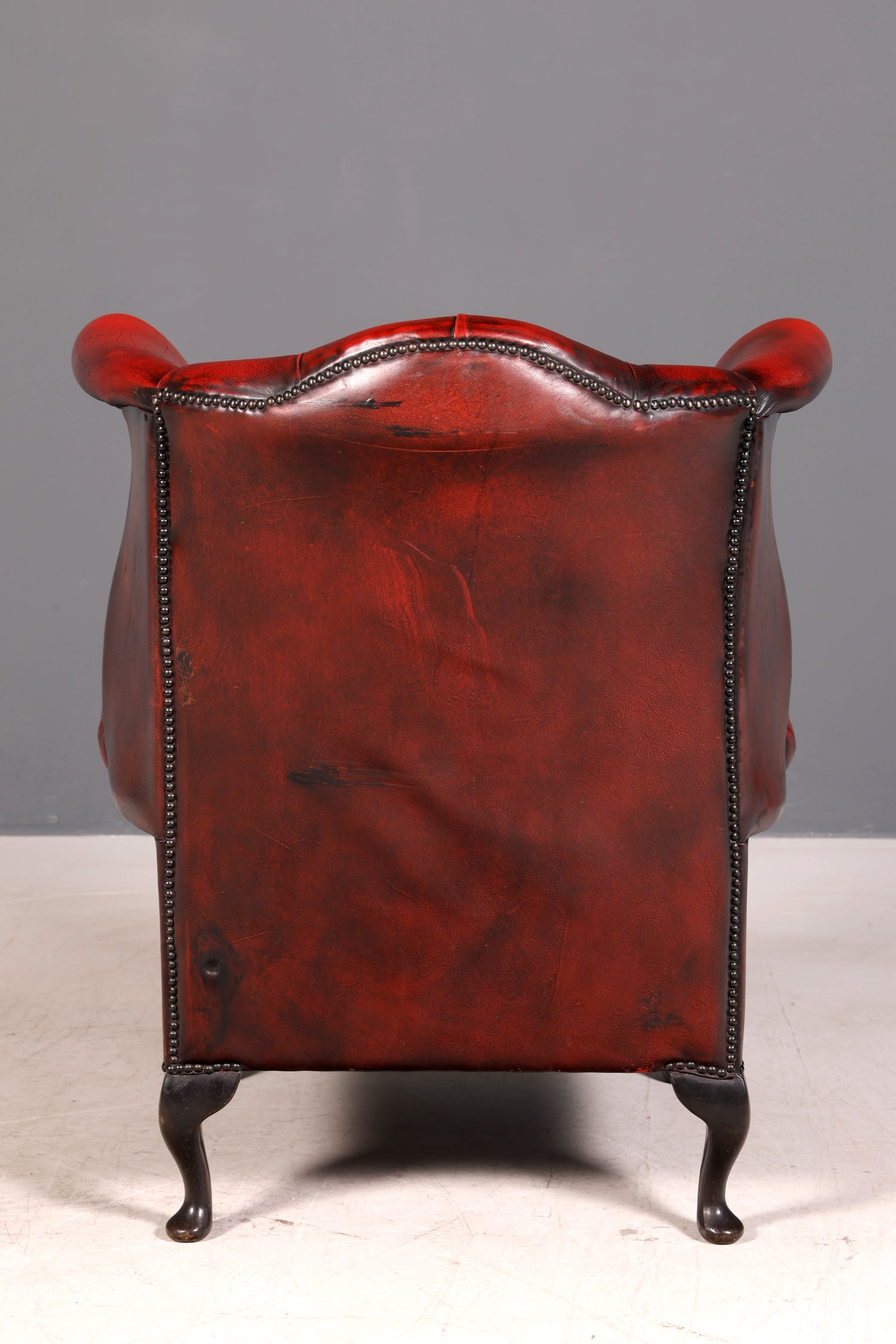 Original Chesterfield Ohrenbacken Sessel Queen Anne Englisch Oxblood Leder Herrensessel UK Armlehnsessel 2 von 2