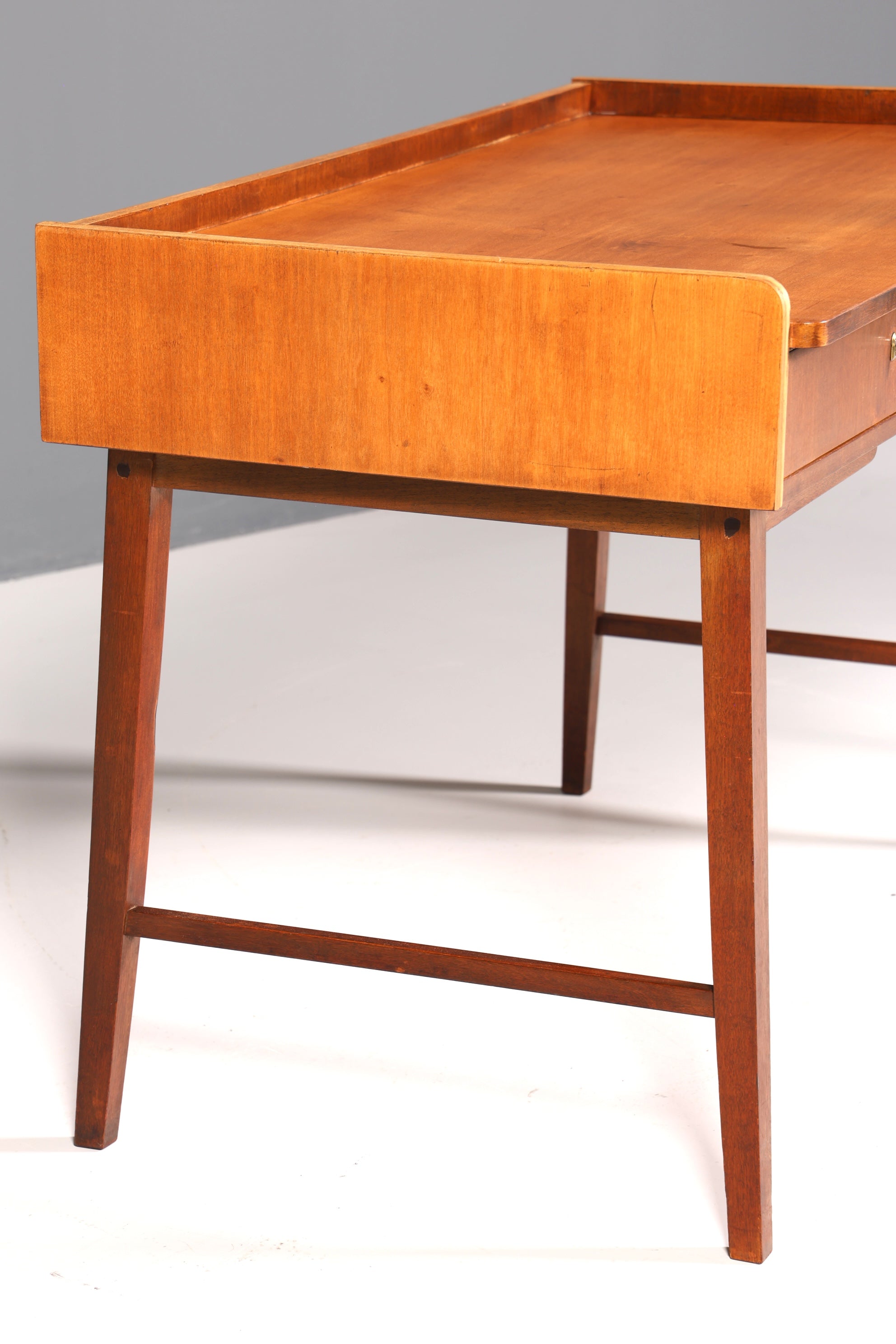Beautiful mid-century teak wood desk, Danish design office table, 1960s style.