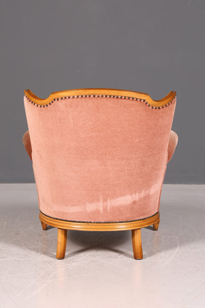 Noble Chippendale Armchair Baroque Style Velvet Fabric Armchair Rococo Antique 3 of 4