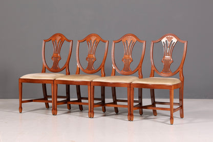 Edles 4x Englische Stühle Set Hepplewhite Stil Dining Chairs Antik Esszimmerstühle Küchenstühle Stuhlset Vintage