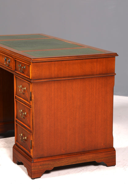 Wunderschöner Englischer Schreibtisch Englisch Eibe Desk Leder Auflage Antik Stil Bürotisch Office Desk