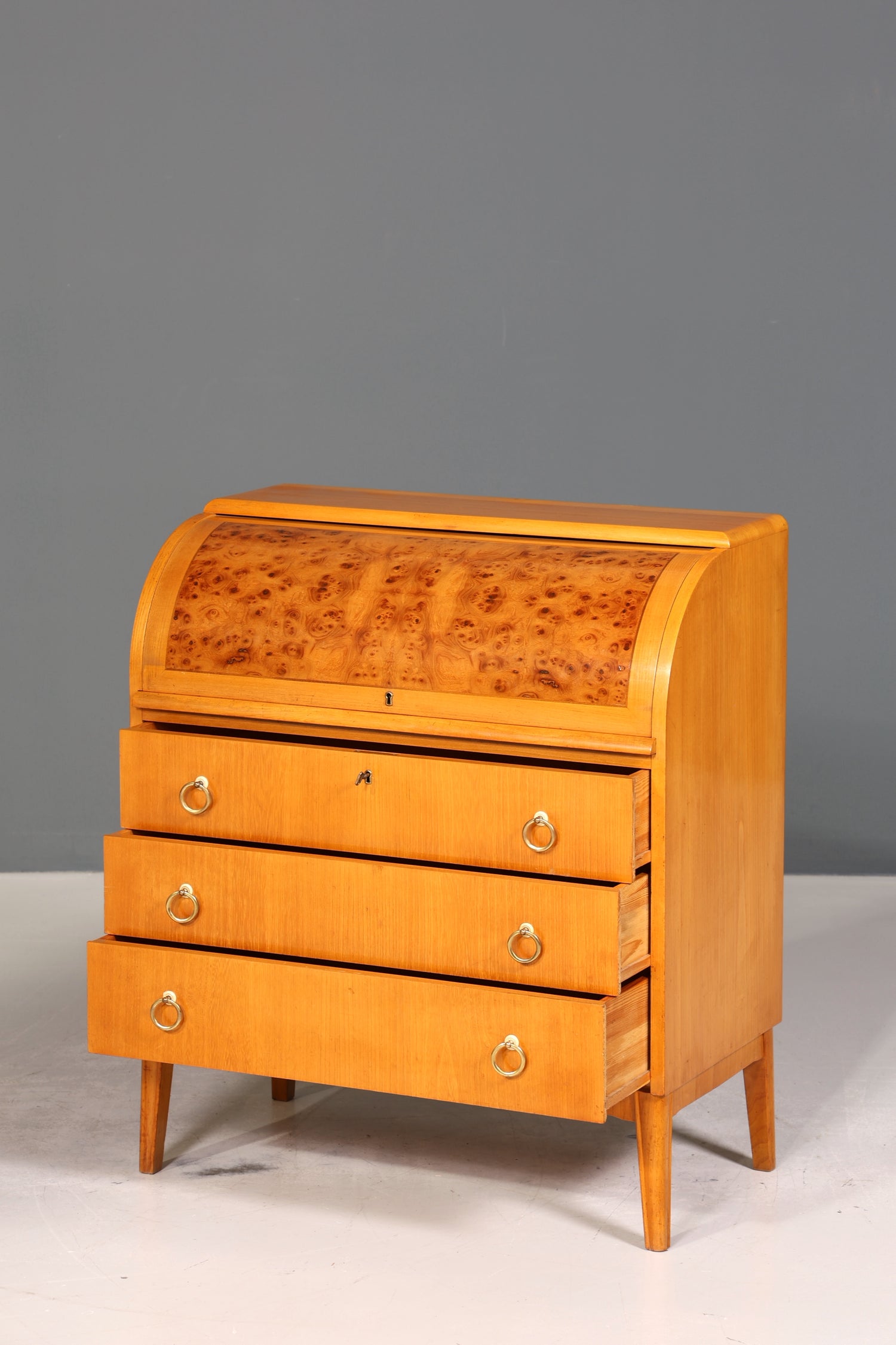 Wunderschöner Mid Century Rollladen Sekretär echt Holz Büro Schrank Retro Schreibkommode