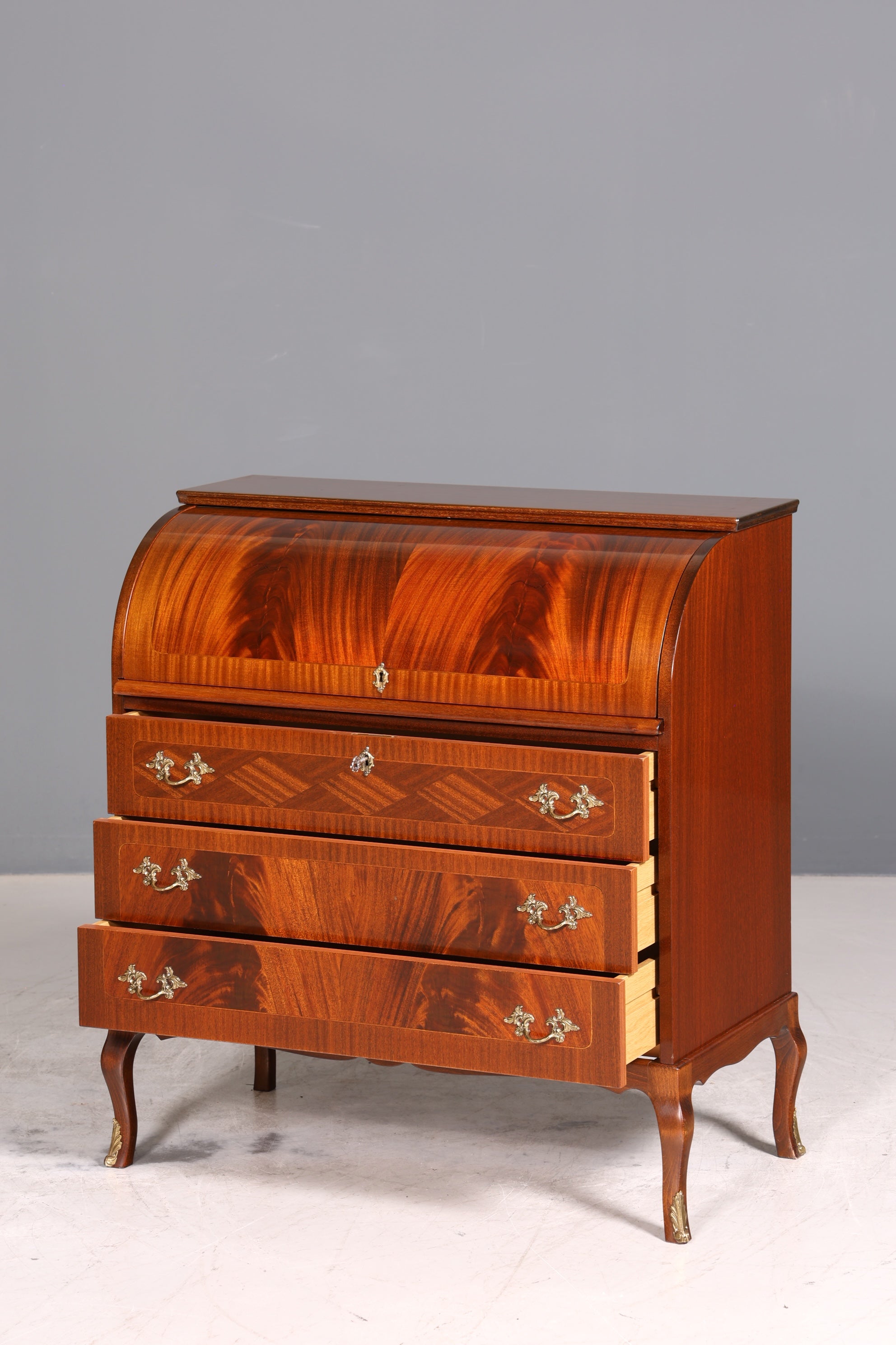 Stilvoller Rollladensekretär im Barock Stil Büro Kommode Sekretär Schreibkommode Schreibtisch