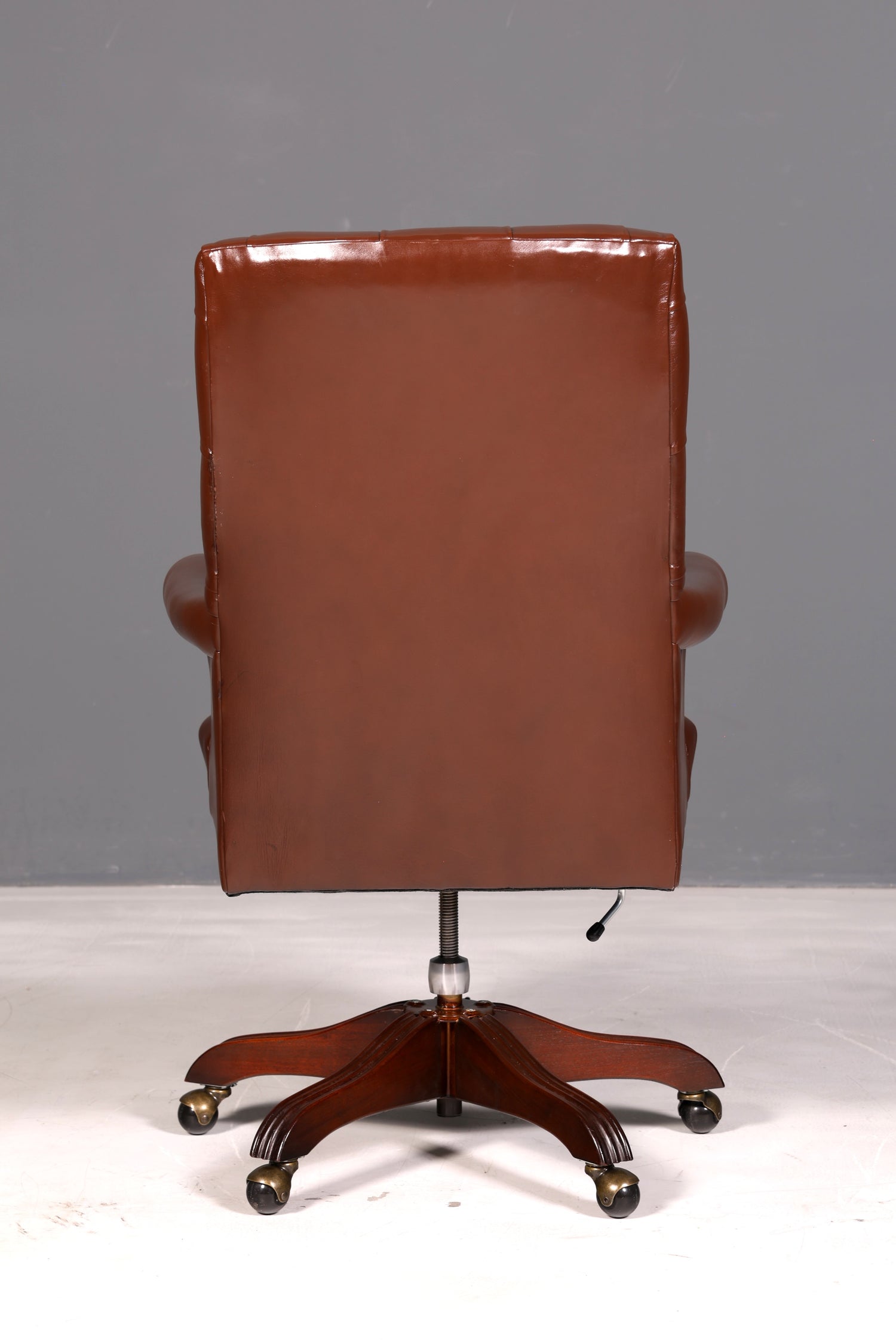 Edler Chesterfield Chefsessel Bürostuhl Echtleder Braun Drehsessel Schreibtischstuhl Bürosessel