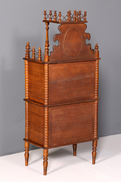 Edle Gründerzeit Vitrine um 1880 Schränkchen Antik Louis Philippe Etagere Vertiko Nussbaum Glasvitrine Bücherregal Schrank Vintage