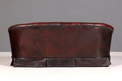 G421 Finish Wunderschönes Original Chesterfield Sofa 3- Sitzer echt Leder Oxblood Couch Englisch (Kopie)
