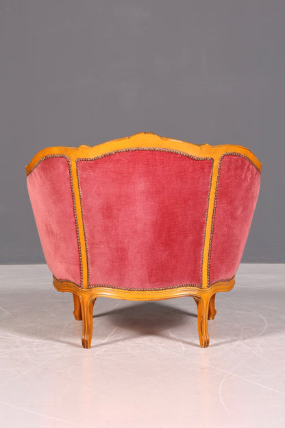 G065 Finish cm Edler Chippendale Armlehnsessel Barock Stil Sessel Armchair Samt Stoff Sessel