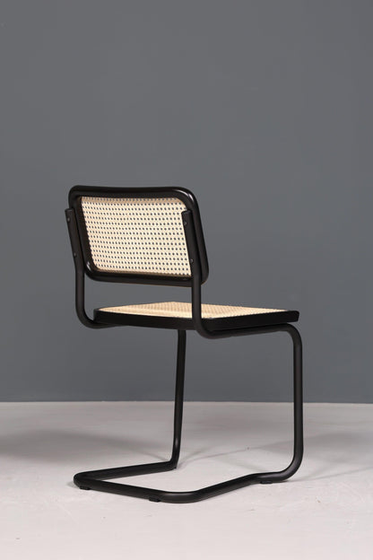 Freischwinger Stuhl &quot;Milano&quot; Made in Italy Schwarz Korbgeflecht Stuhl Wippstuhl Wiener Geflecht Küchenstuhl Sekretär Stuhl