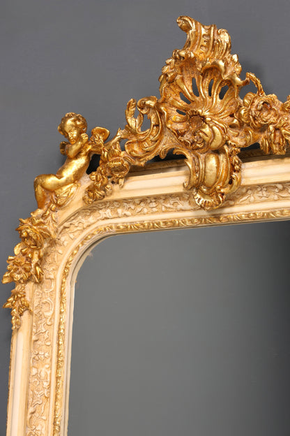 Stilvoller Prunk Barock Stil Standspiegel Antik Stil Gold Creme Ornament Flurspiegel Spiegel Wandspiegel
