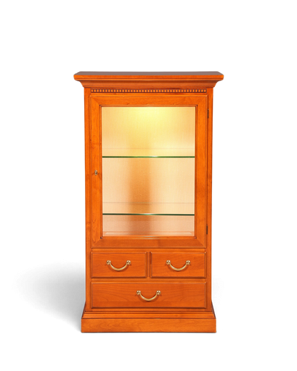 Hauptstadt Möblerei Selva Style International Vitrine aus Kirschholz im Antik-Stil mit Glasfront und Messinggriffen