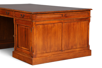 Hauptstadt Möblerei englischer XXL Partnerdesk aus massivem Holz im Vintage-Stil mit Schubladen und edler Optik