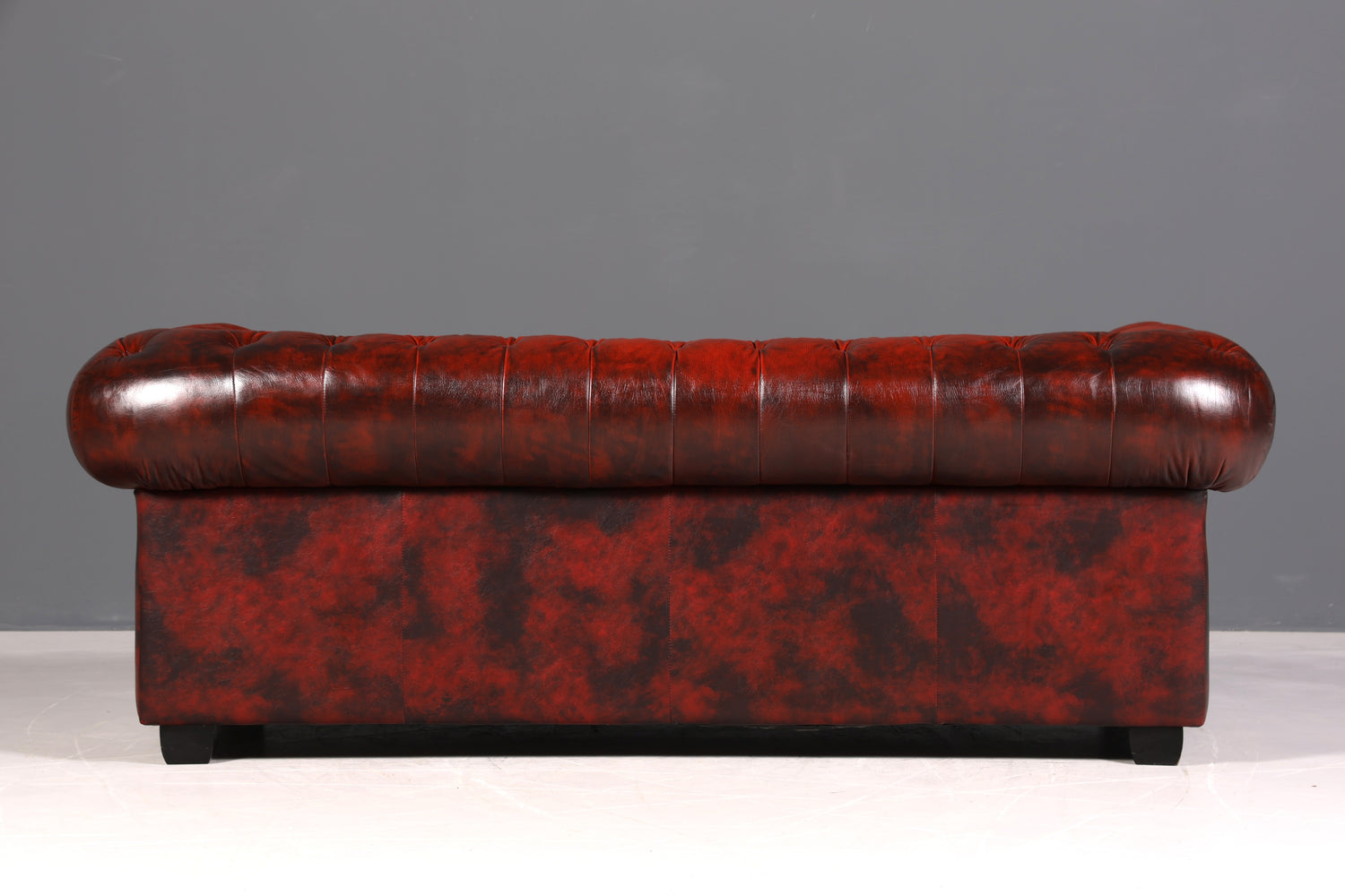 F956 Finish cm Wunderschönes Original Chesterfield Sofa 3- Sitzer echt Leder Oxblood Couch Englisch