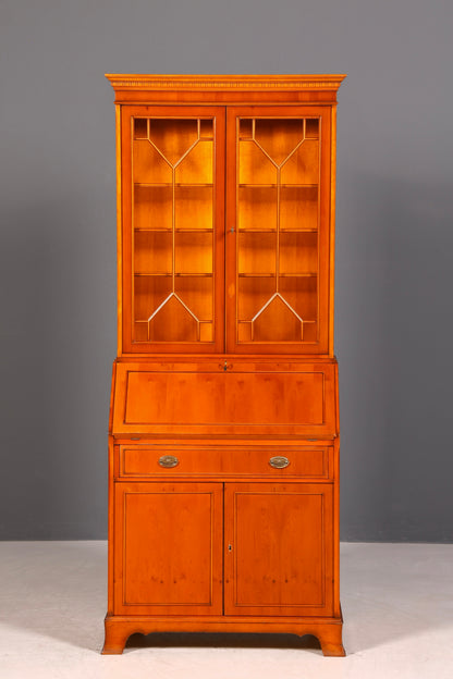 G581 Finish Stilvoller Englischer Sekretär Original Heldense Büro Aufsatzsekretär Eibe Antik 60S Vitrinen Schrank UK (Kopie)