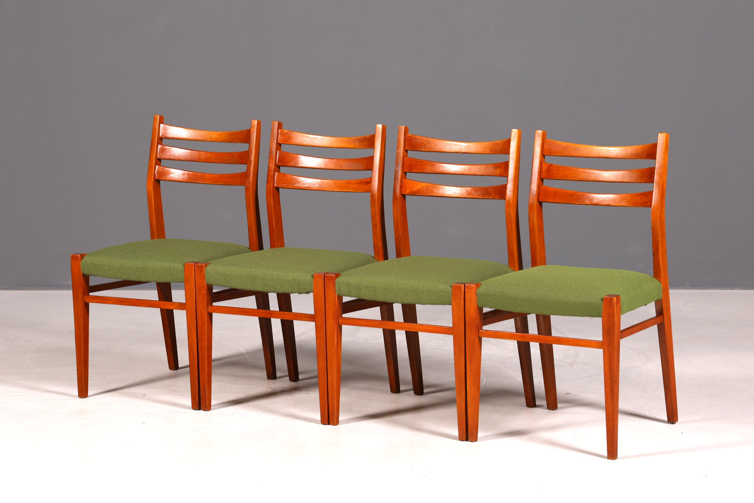 4x Mid Century Teak Holz Stühle Made in Denmark Retro Stuhlset Danish Design Vintage Küchenstühle