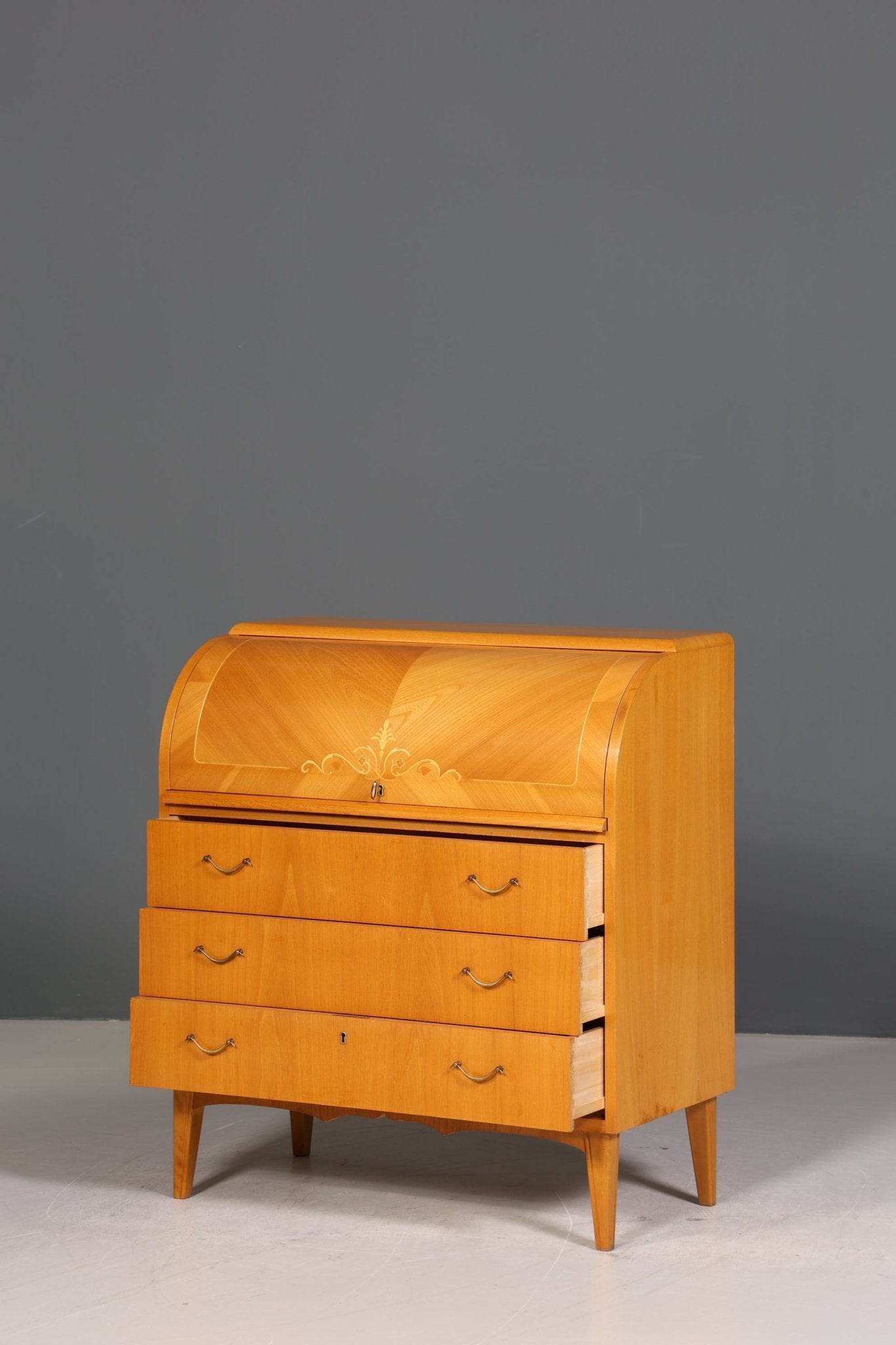 Stilvoller Mid Century Rollladen Sekretär Danish Design echt Holz Rollladen Kommode