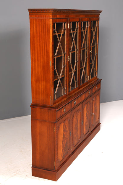 Wunderschöne Englische Vitrine Mahagoni Bibliothek Bücherschrank Buffet Schrank Antik Glasvitrine Vintage