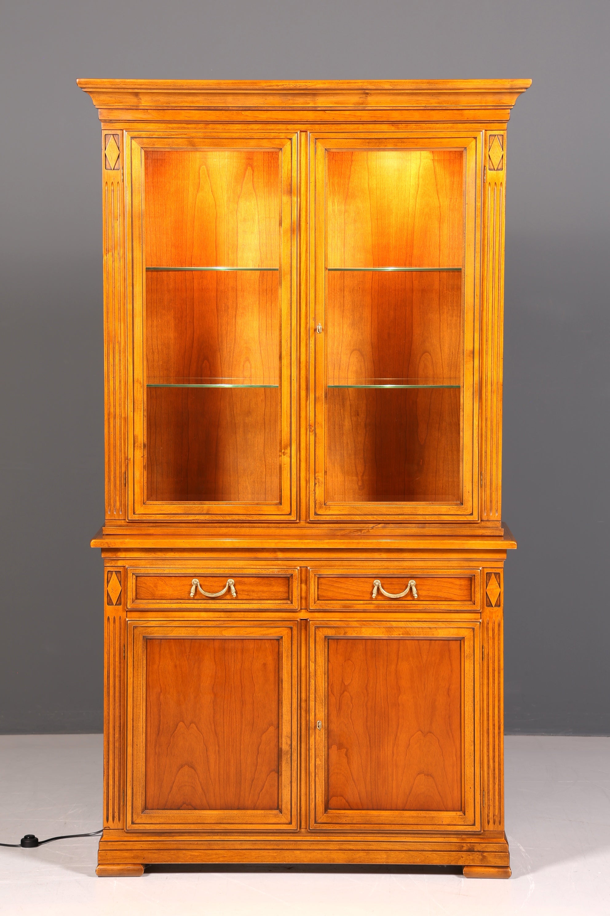 Edle Original Selva Vitrine Villa Borghese Antik Stil Massivholz Buffet Schrank Bibliothek