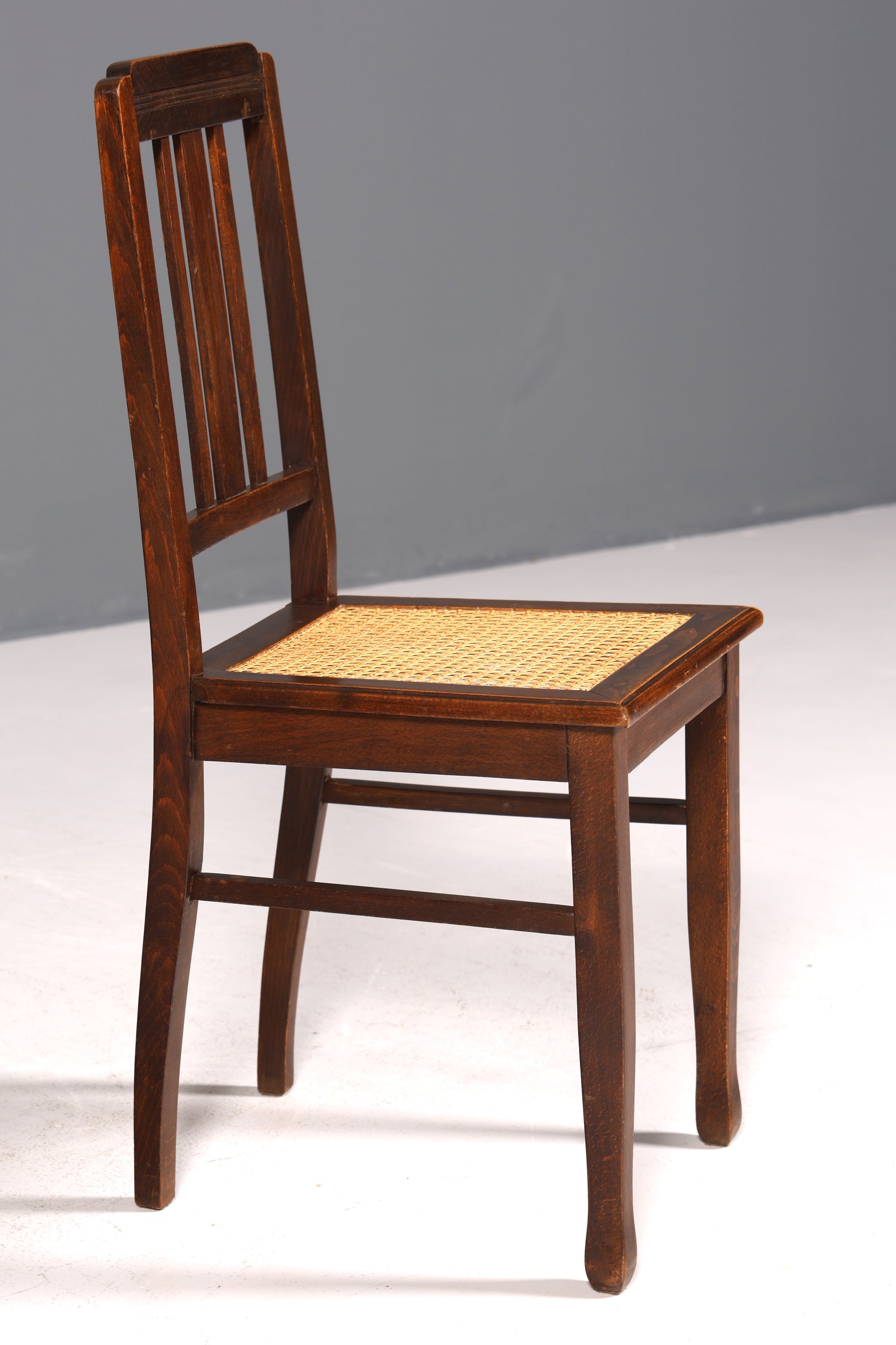 Traumhafter Jugendstil Stuhl Sekretär Stuhl Antik Eiche Korbgeflecht Küchenstuhl um 1900