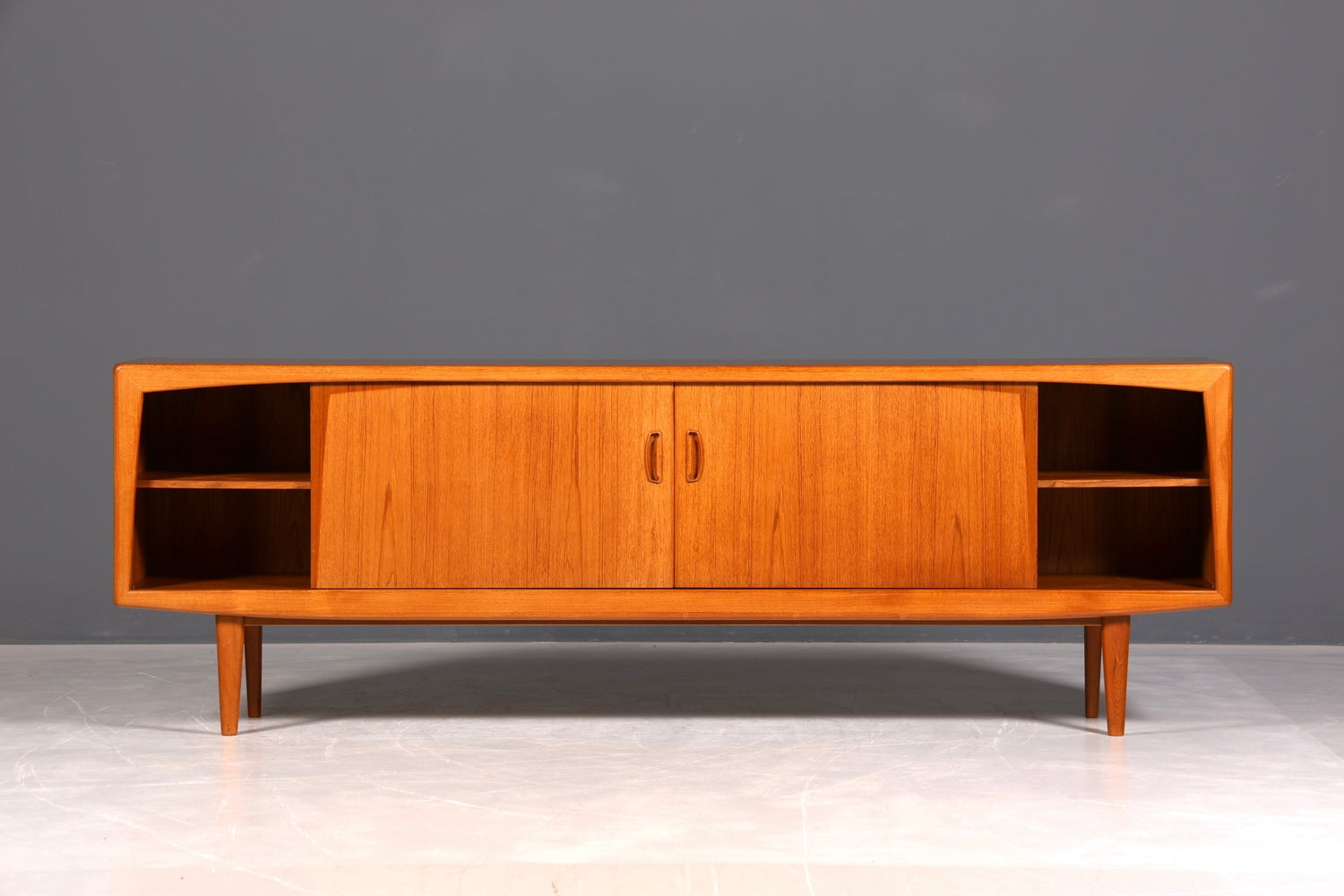 F960 Finish cm Schlichtes Mid Century Sideboard Vintage TV Kommode 60s Schrank Longboard Retro Lowboard