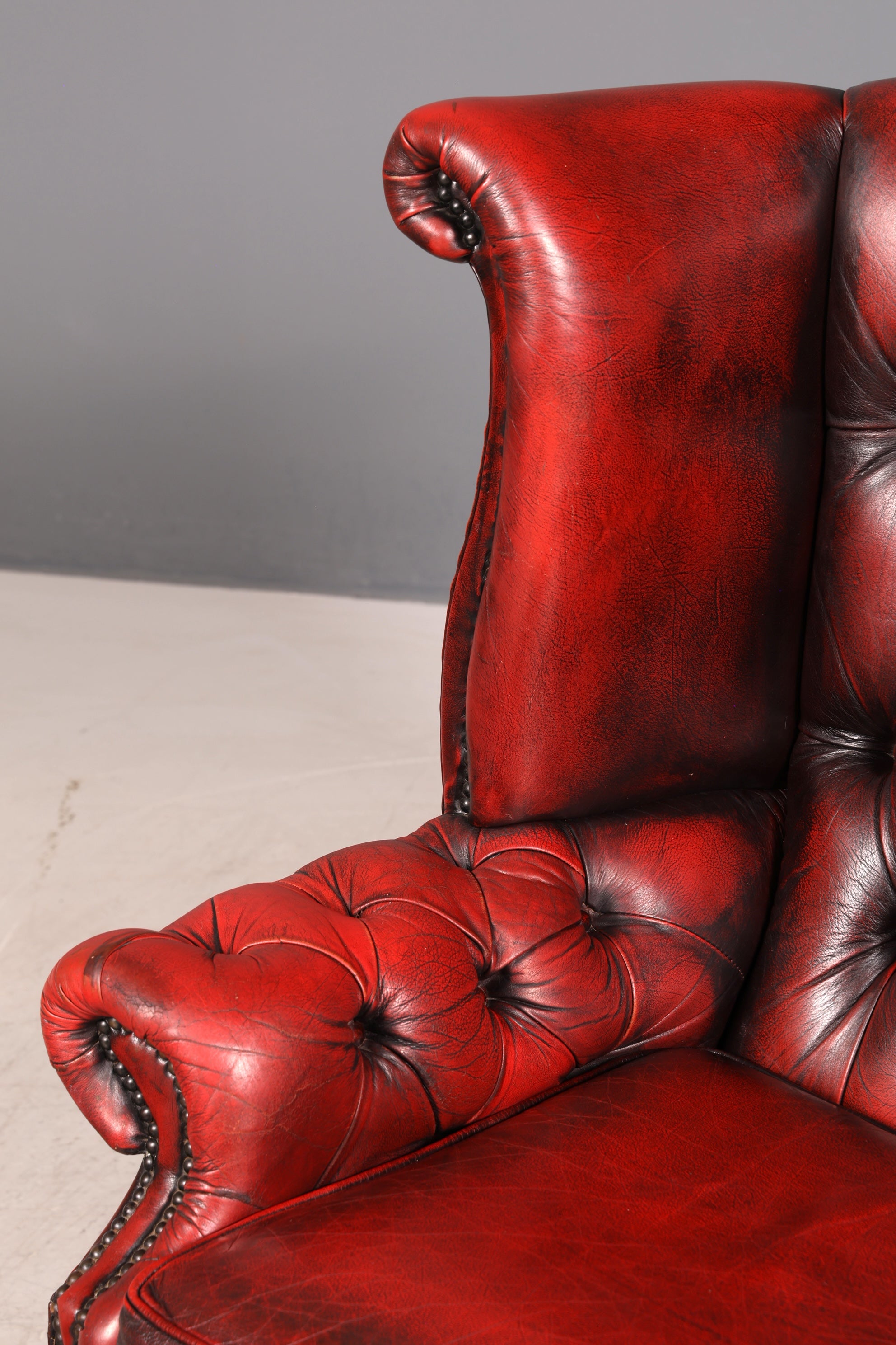 Original Chesterfield Ohrenbacken Sessel Queen Anne Englisch Oxblood Leder Herrensessel UK Armlehnsessel 2 von 2