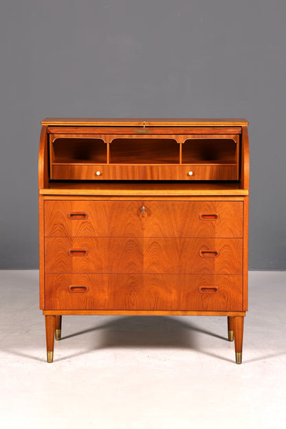Wunderschöner Mid Century Rollladen Sekretär Danish Design echt Holz Schreibkommode 60er Jahre