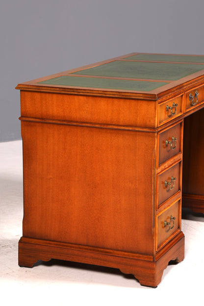Wunderschöner Englischer Schreibtisch Englisch Eibe Desk Leder Auflage Antik Stil Bürotisch Office Desk