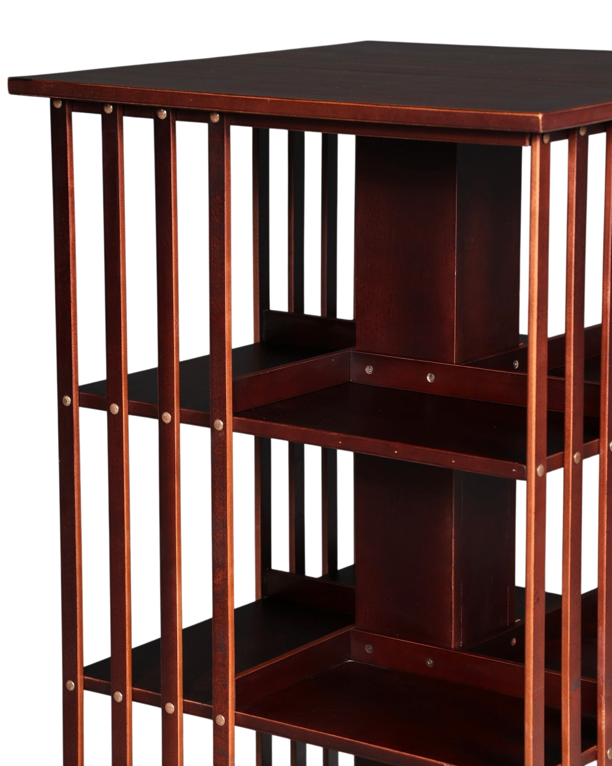 Hauptstadt Möblerei H823 Bücherregal aus dunklem Holz mit vertikalen Stäben und offenem Design
