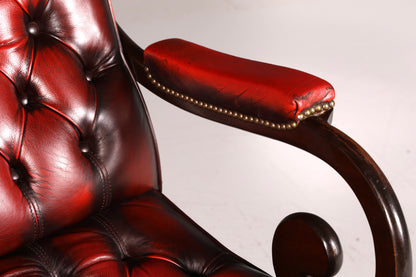 Stilvoller Original Chesterfield Schaukelstuhl Oxblood Englischer Armlehnsessel Echt Leder Englisch Schwingsessel Herrensessel UK