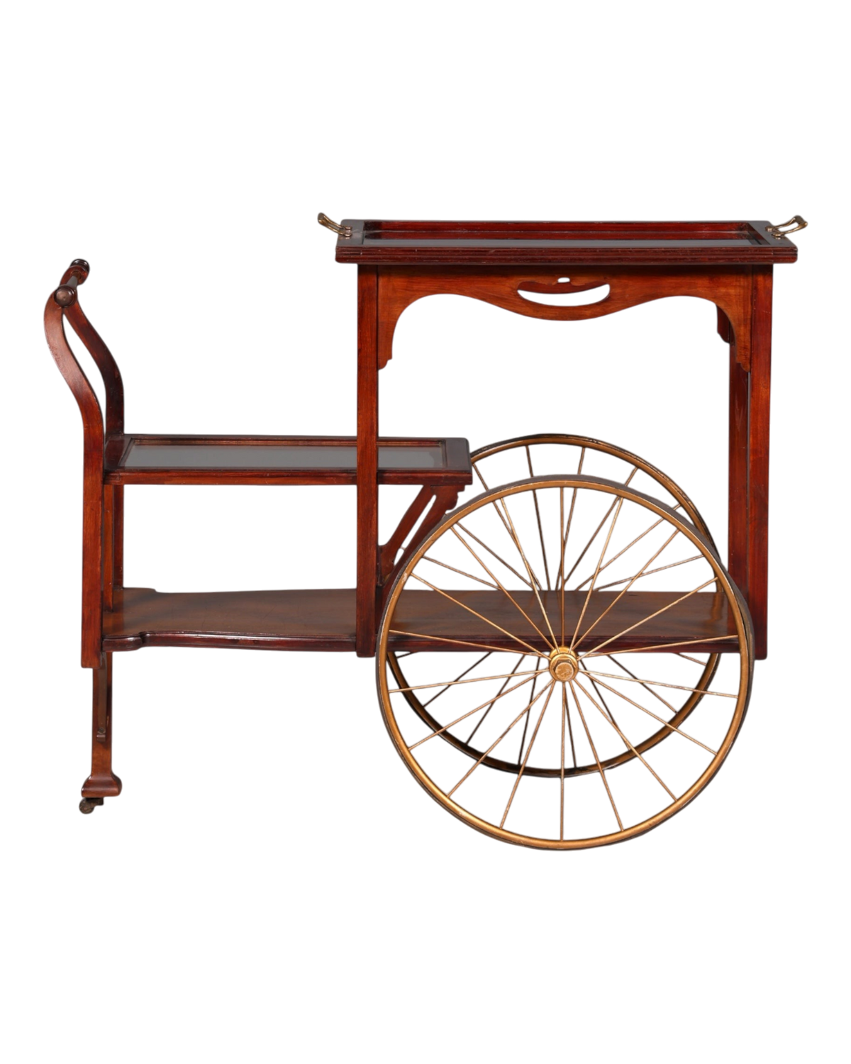 Wunderschöner filigraner Jugendstil Servierwagen Antik Glas Barwagen Teewagen um 1910
