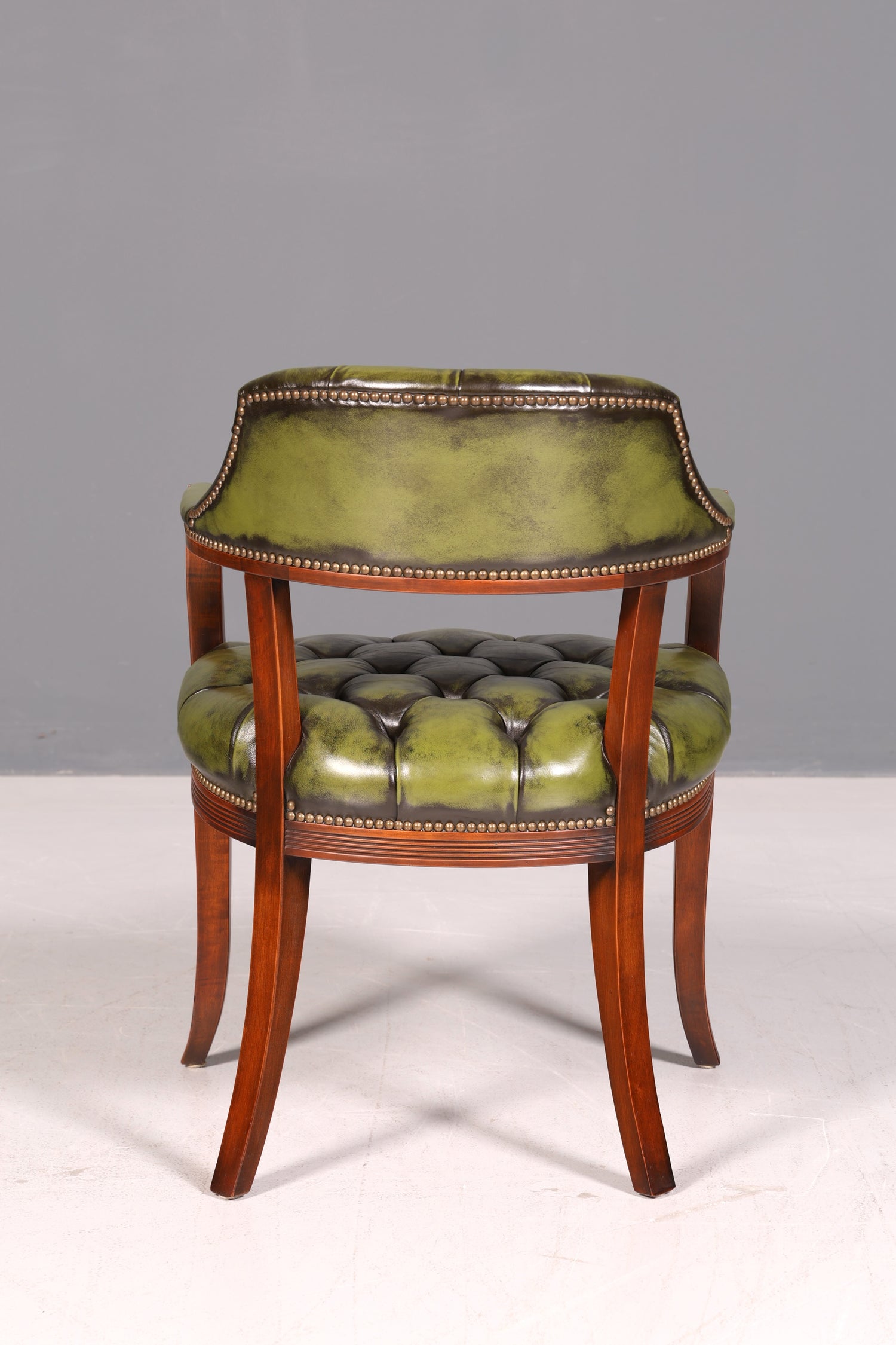 Stilvoller Chesterfield Stuhl Englischer Armlehnstuhl Echt Leder Bürostuhl Sekretär Antik Vintage