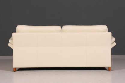 Wunderschönes Original Rolf Benz Sofa Modell 3300 Creme Echtleder 2-Sitzer Couch Designer Ledersofa